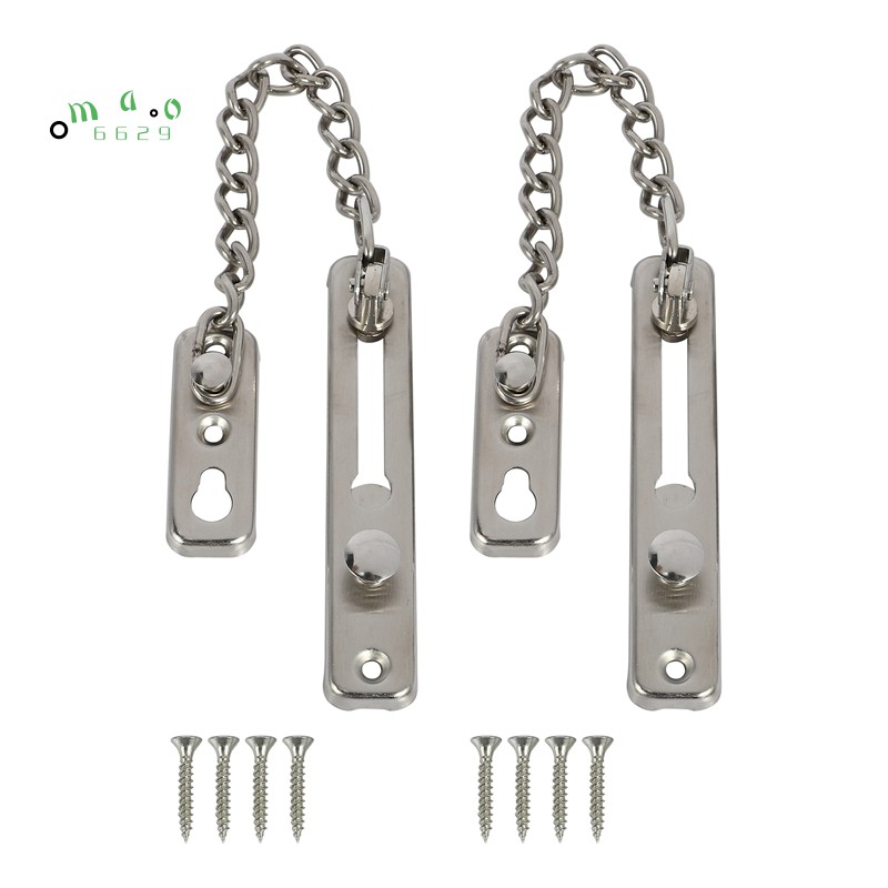 Set 2 Chốt Xích Cửa Chống Trộm Bằng Thép Không Gỉ