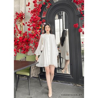 Váy nữ vananhscarlet xếp ly kèm đai da