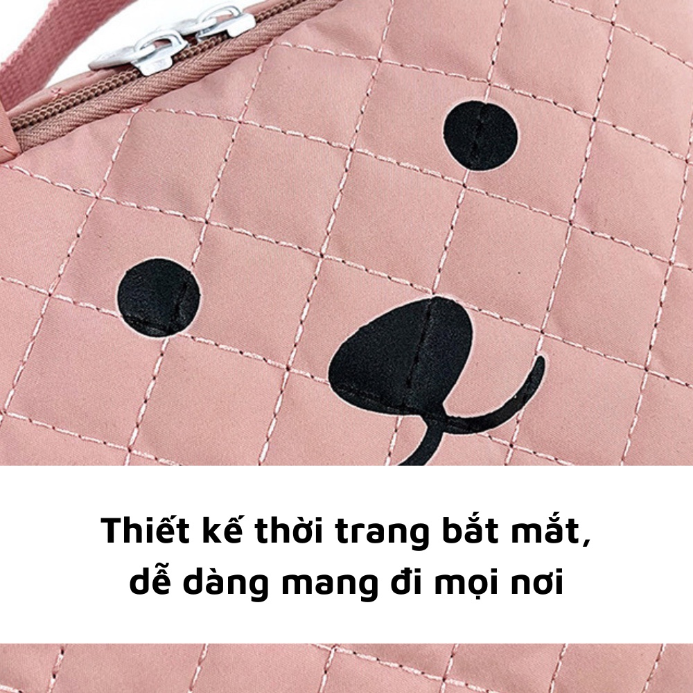 Balo đi học hình gấu cute cho bé chất liệu vải mềm có thể dùng đi học đi chơi du lịch có quai xách