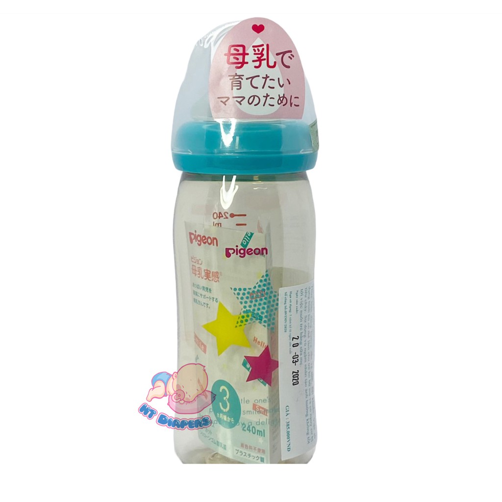 Bình Sữa Pigeon Cổ Rộng NỘI ĐỊA THÁI PPSU PLUS 160ml/240ml - Có Tem Chống Giả