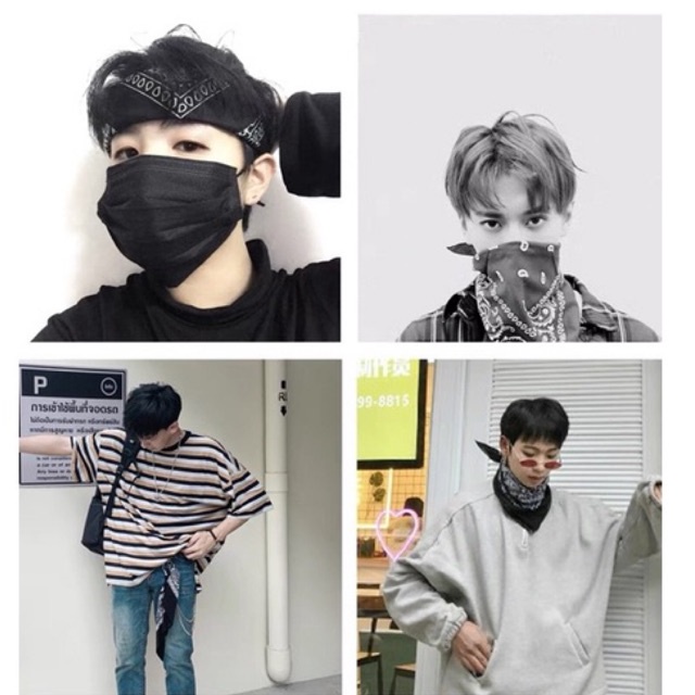 Khăn bandana size 55x55cm phong cách street style chất polyester