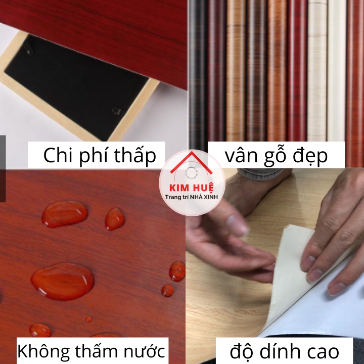 Giấy dán tường giả vân gỗ, decal dán bàn học, miếng dán tủ chống nước khổ 1.2m sẵn keo giá rẻ Kim Huệ