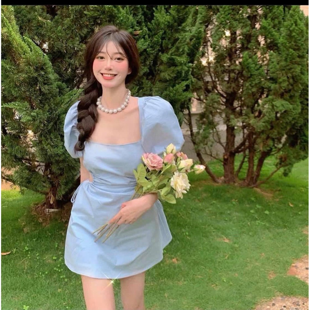 Đầm xanh khoét eo | BigBuy360 - bigbuy360.vn