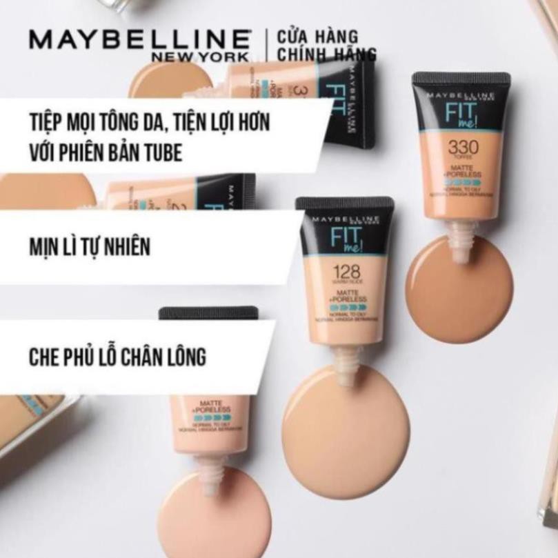 Kem Nền Mịn Lì Tự Nhiên Maybelline Fit Me Matte Poreless Foundation Tube 18ml