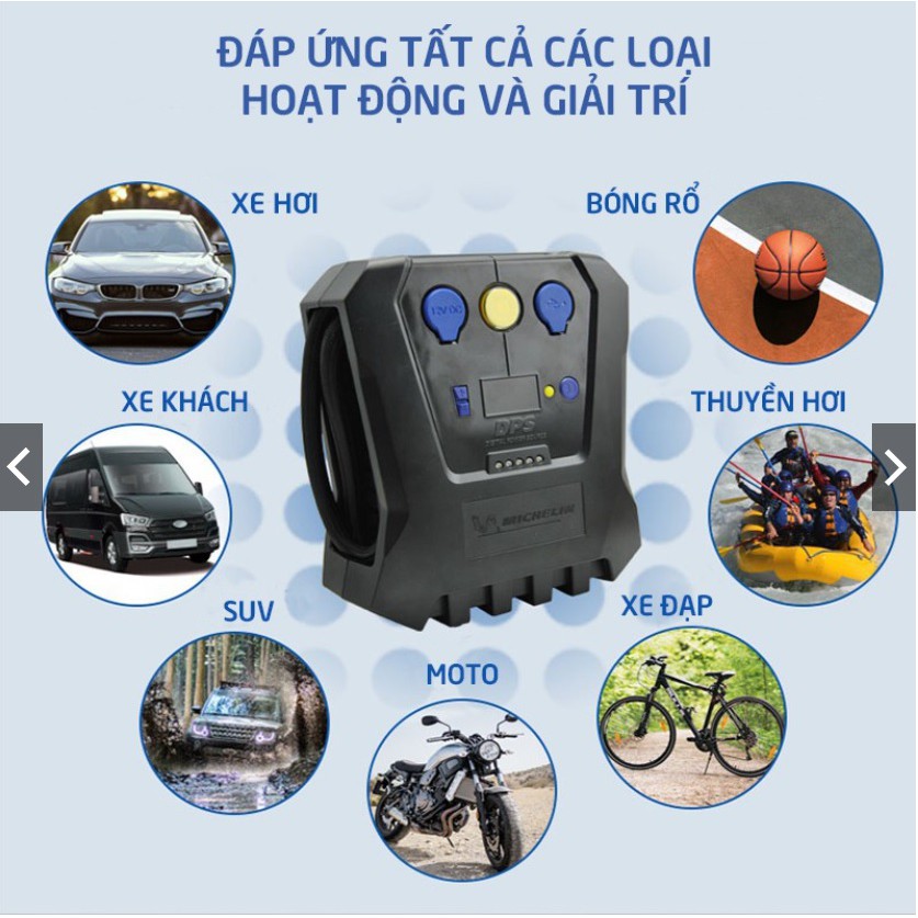 Máy Bơm Lốp Ô tô Michelin 4398ML 12266 Cao Cấp Đa Năng Tự Ngắt Cho Xe Hơi từ 4 đến 16 chỗ - Hàng Chính Hãng Michelin VN