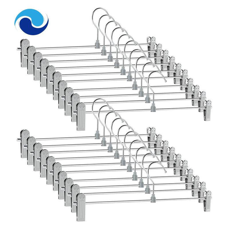 Set 10 Móc Treo Quần Áo Tiết Kiệm Không Gian Có Kẹp Điều Chỉnh Được