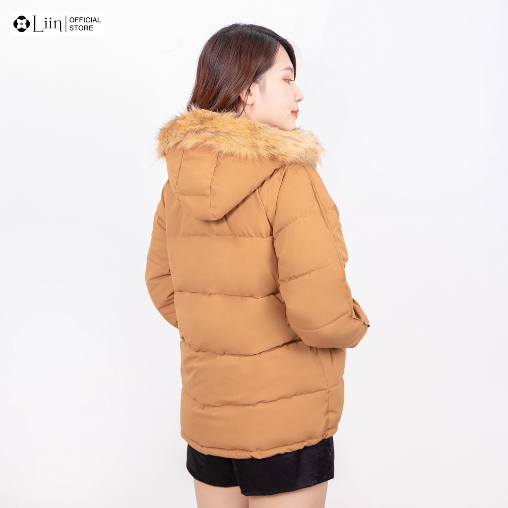 Áo khoác phao nữ Linbi nhiều màu, thiết kế dày dặn ấm áp, kèm mũ cổ lông xinh xắn Liin clothing A2178