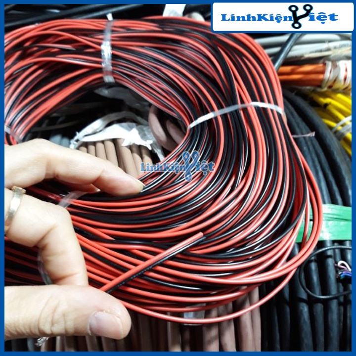 Cuộn 100 mét dây điện đôi đỏ đen nhiều lõi 24AWG lõi nhiều sợi nhỏ, vỏ bọc cách điện tốt