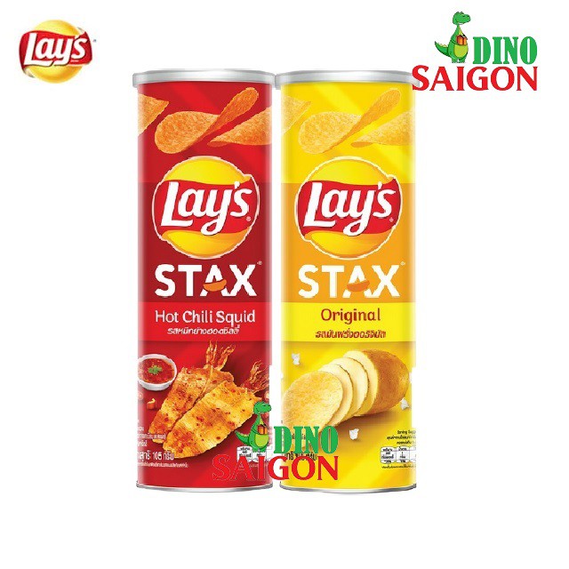 Combo 2 Hộp Bánh Snack Khoai Tây Lay's Stax Thái Lan 105g Vị Mực Sốt Cay và Tự nhiên