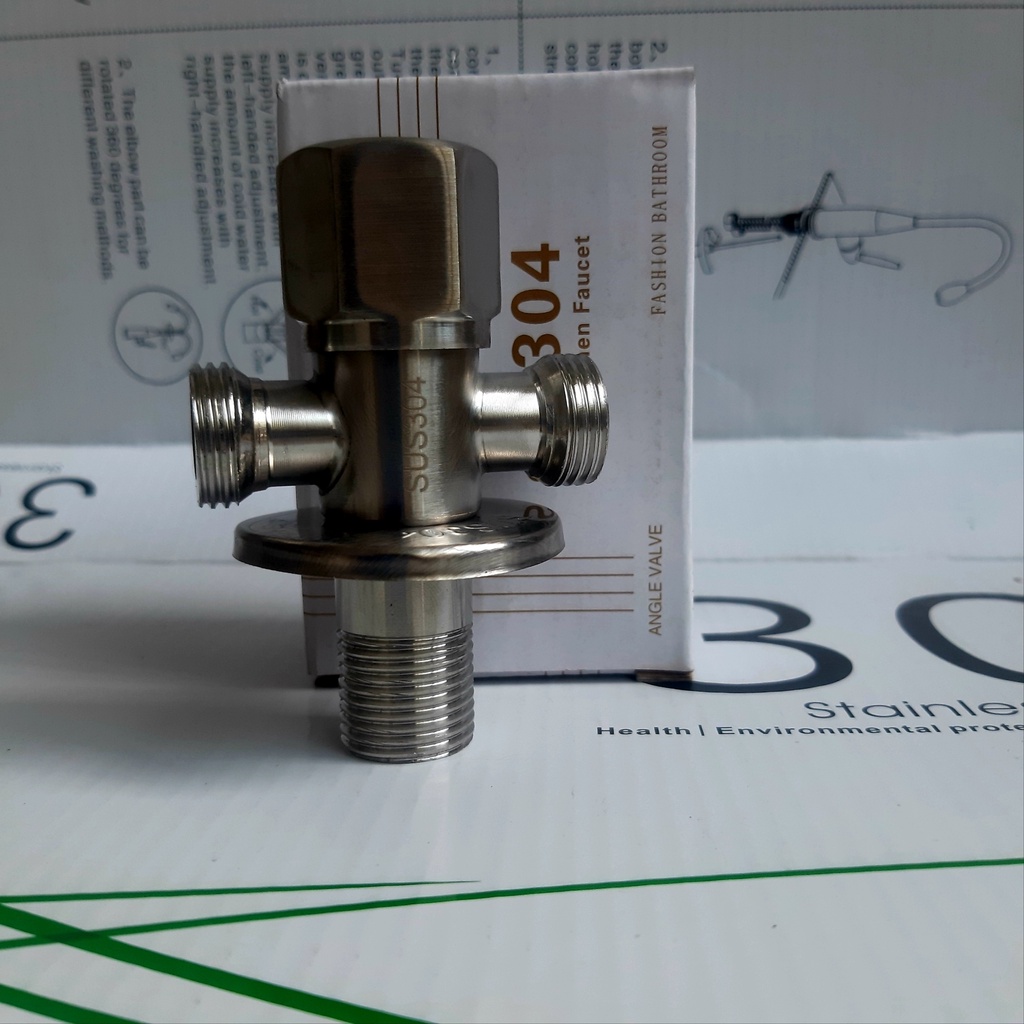 Van chia nước, van chữ T khóa, van chia nước bàn cầu - vòi xịt inox 304, van giảm áp