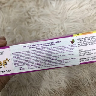 Kem đánh răng Hàn Quốc bee 90g có 3 vị (dâu,Cam,nho)