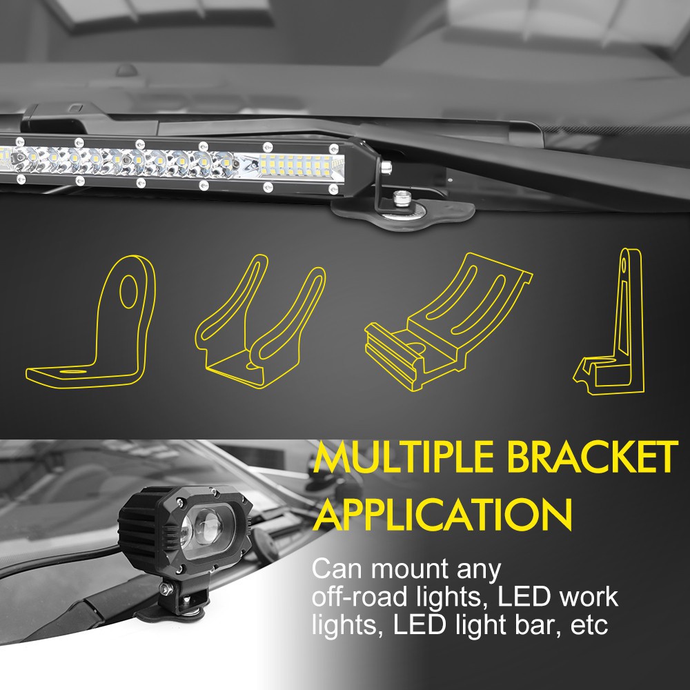 UNI-SHINE 2 cái / bộ Máy hút mùi Đèn LED làm việc Thanh giá đỡ Giá đỡ Kẹp Giá đỡ đèn động cơ Clip cho Đèn LED làm việc Offroad