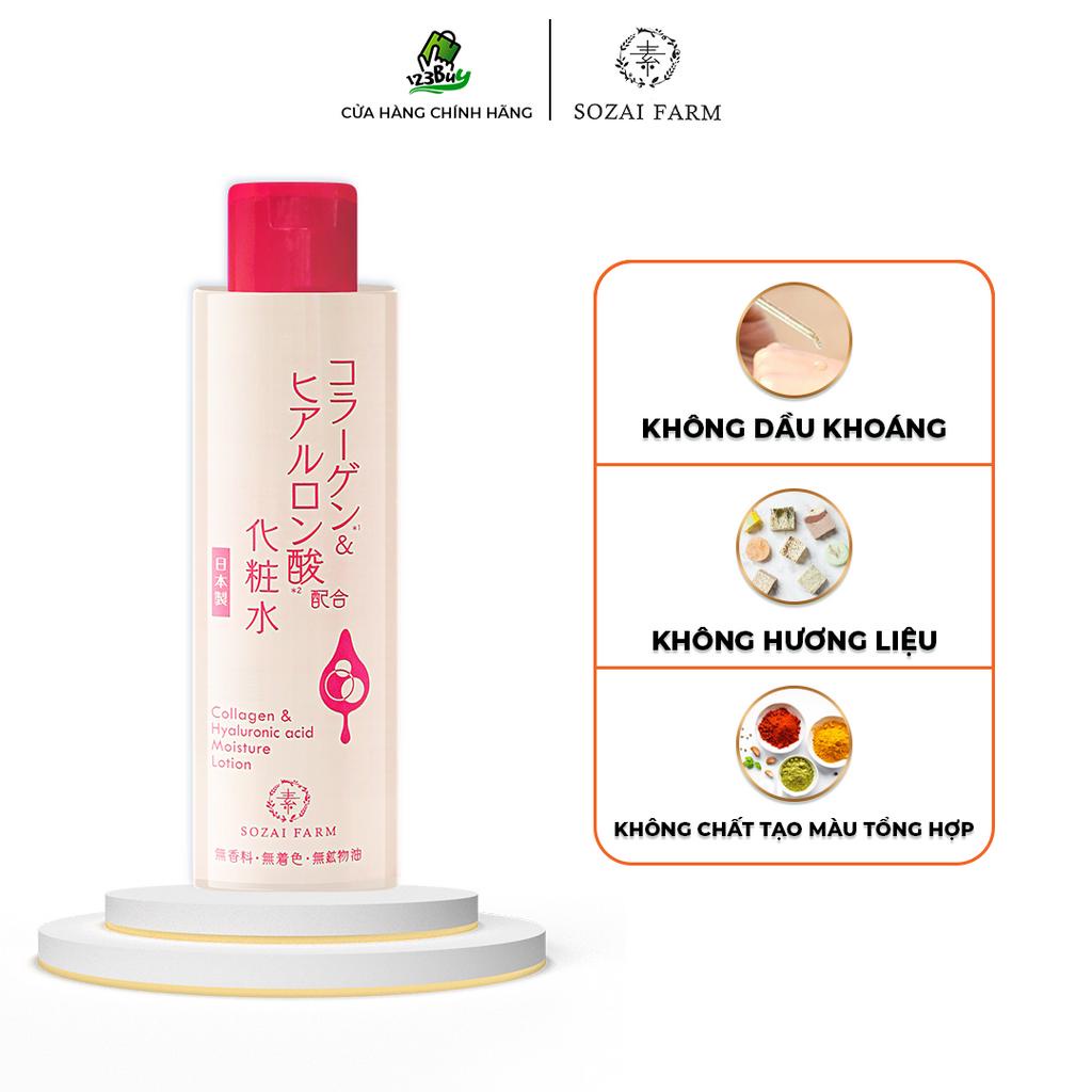 Sữa dưỡng bổ sung độ ẩm cấp nước Nhật Bản Sozai Farm Collagen &amp; Hyaluronic Acid Moisture Lotion – Dạng Lotion - 180ml
