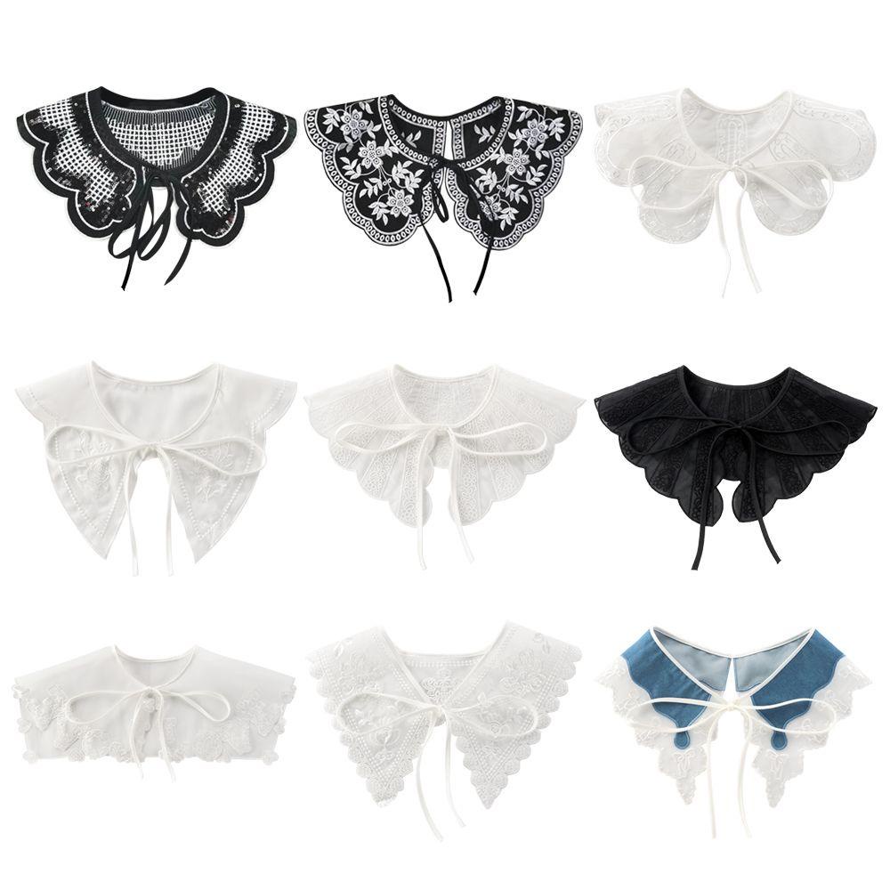 Cổ Áo Sơ Mi Giả Phối Ren Họa Tiết Hoa Xinh Xắn Cho Nữ