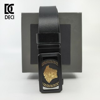 Thắt lưng da bò DECI CC mặt Versace dây màu đen