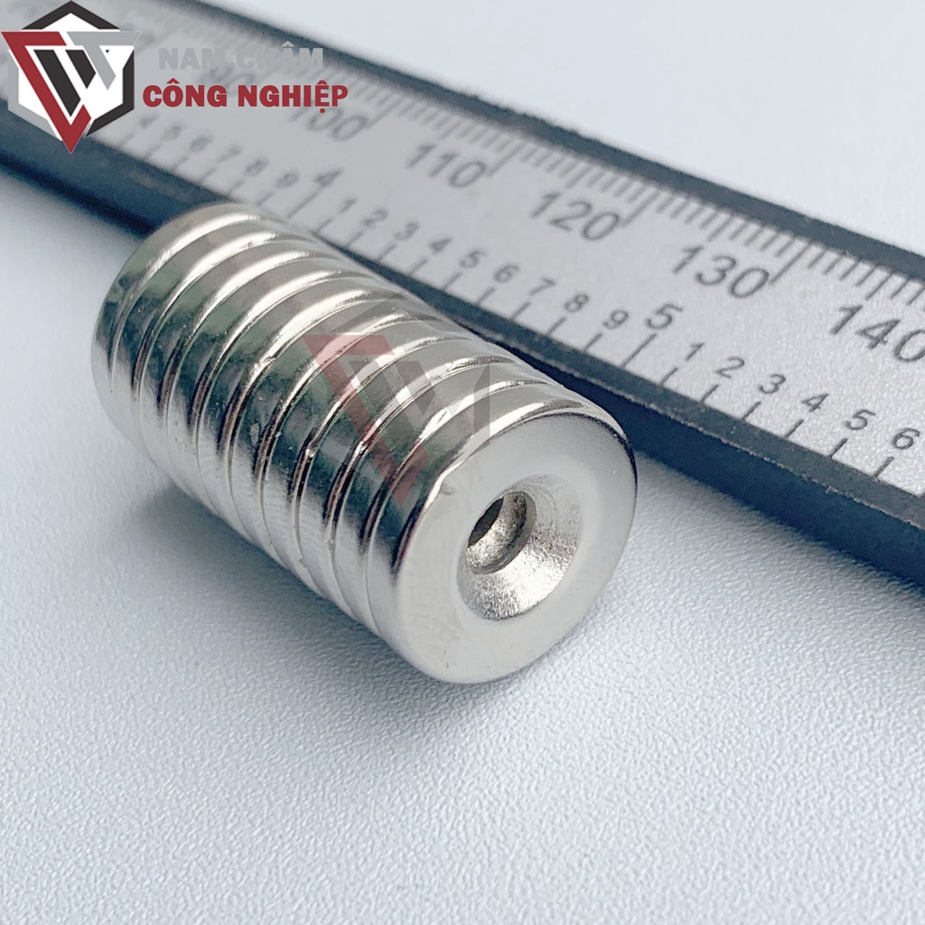 Nam châm tròn 15x3mm lỗ 4mm nam châm đất hiếm giá rẻ siêu mạnh NC5