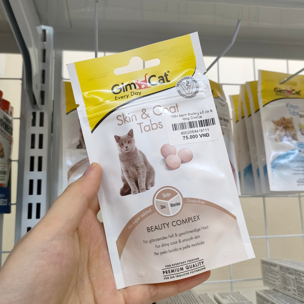 GimCat Skin&amp;Coat Tabs - Viên bánh thưởng hỗ trợ da&amp;lông cho mèo