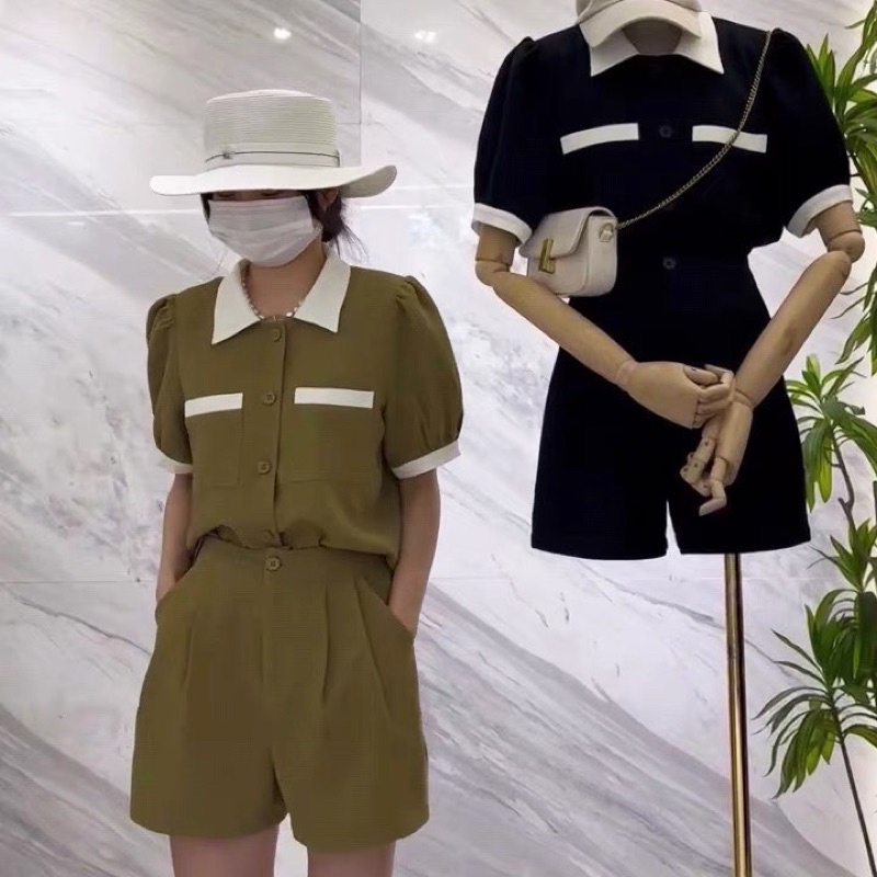 Set Bộ Pha Viền Cổ Trắng 2 Màu Siêu Xinh Có Ảnh Thật