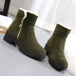 Boots lông khóa kéo