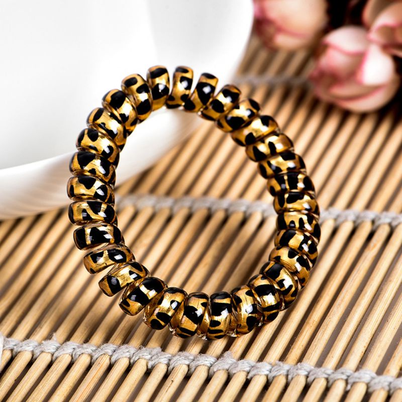 Youyo Dây Cột Tóc Xoắn Ốc Bằng Nhựa Họa Tiết Da Báo Nhiều Màu Sắc Cho Nữ