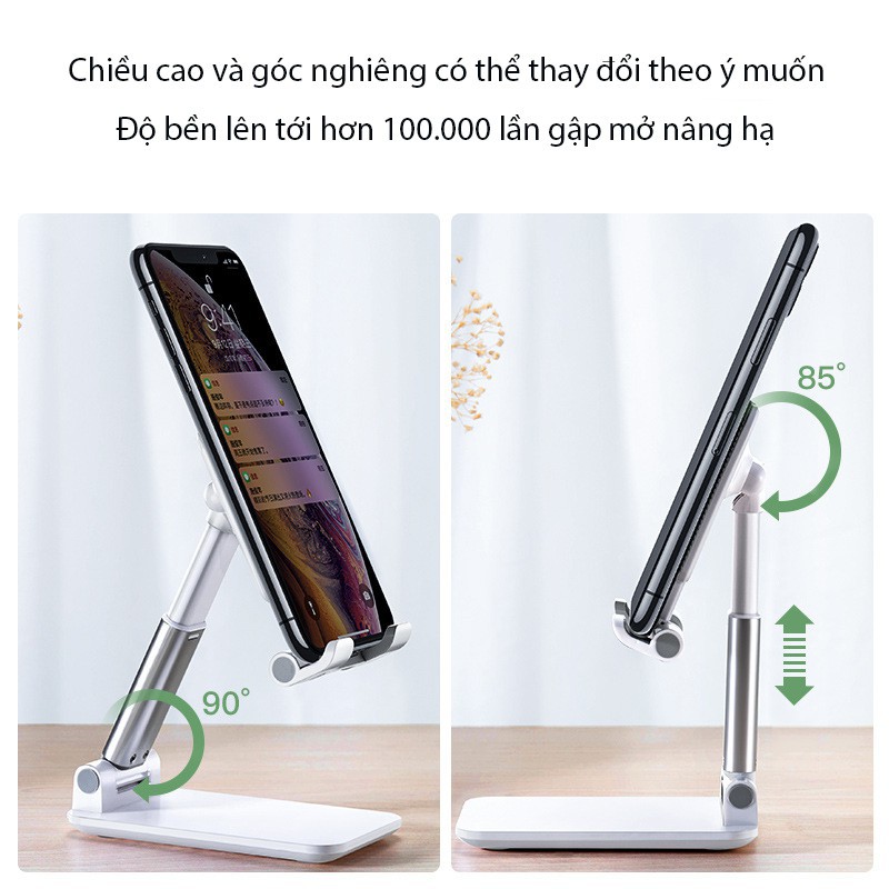 Giá đỡ điện thoại, iPad để bàn gấp gọn, giá đỡ chống tê mỏi tay siêu tiện lợi