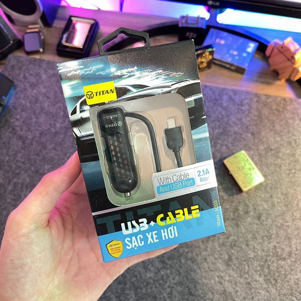 Tẩu Sạc Ô Tô TiTan Sạc Nhanh 10w, tặng kèm cáp sạc ip dù 1m