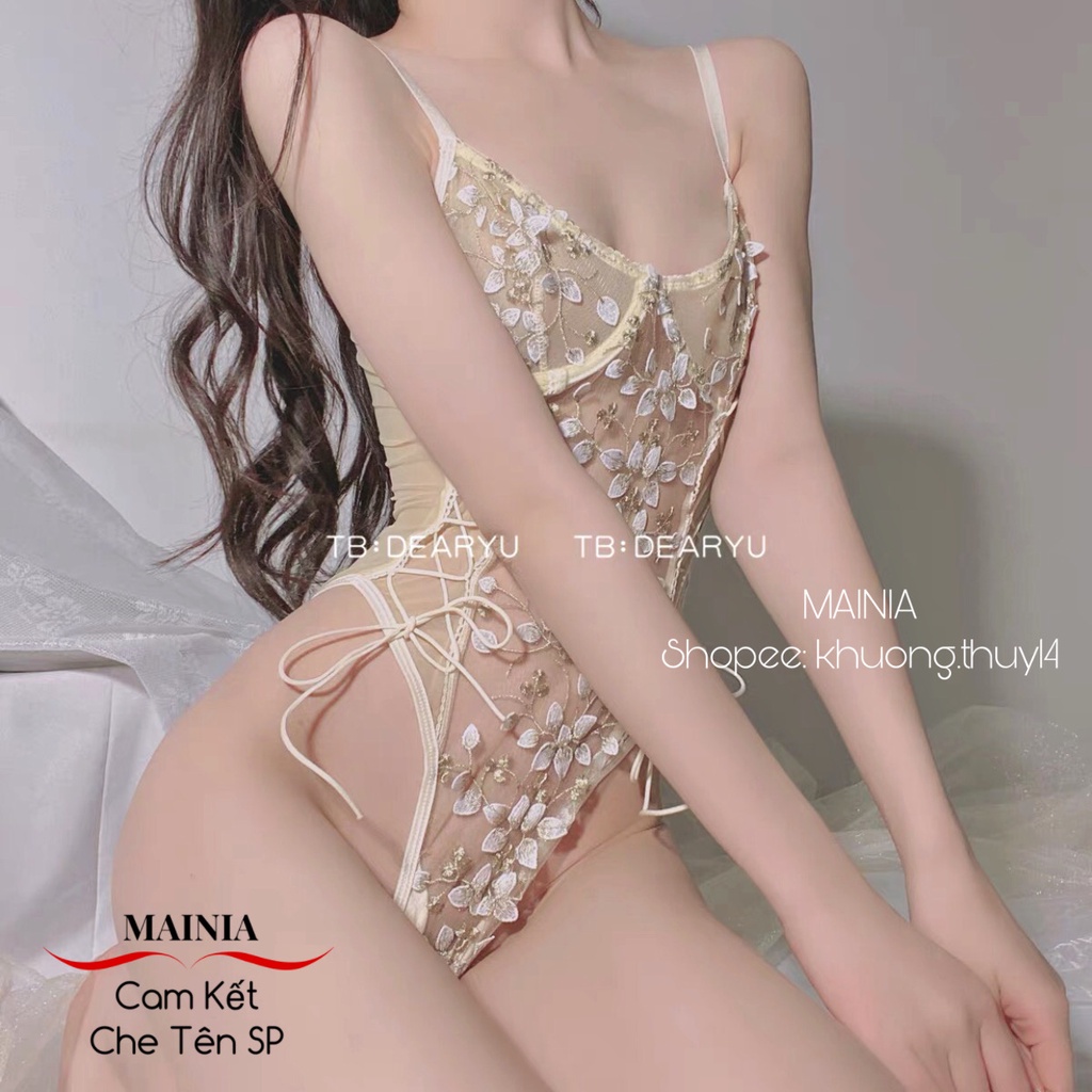 [Siêu Đẹp Có Bigsize ] Bộ Bodysuit Ren Thêu Hoa Xuyên Thấu Đan Dây Eo Sexy Gợi Cảm Bộ Đồ Ngủ Quyến Rũ Mainia Shop