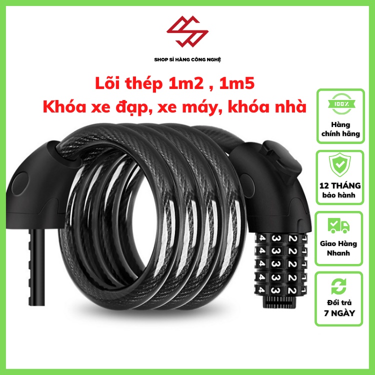 Khoá dây xe máy💗𝑭𝑹𝑬𝑬𝑺𝑯𝑰𝑷💗 Khóa xe máy, xe đạp, khóa nhà - Chống trộm xe máy KWH-045 LÕI THÉP