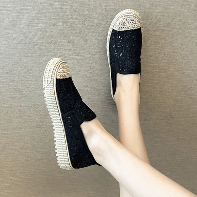 Giày lười IELGY phối ren rỗng thoáng khí thời trang cho nữ