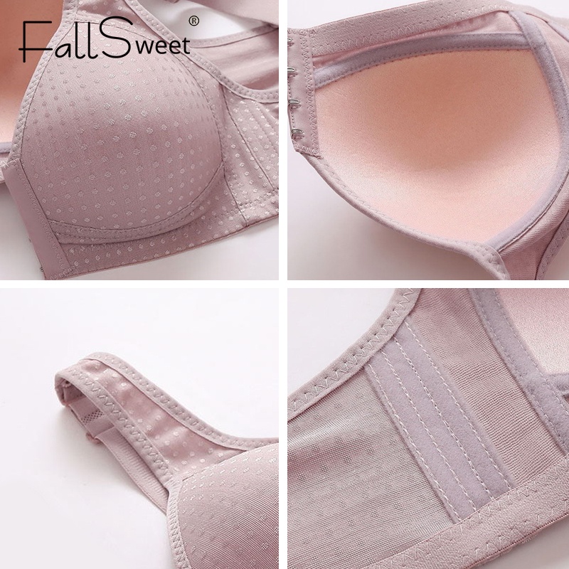 FallSweet Plus Size 36-44 Áo Lót Nâng Ngực Mềm Mỏng Thoáng Khí Cài Khóa Trước Cho Nữ