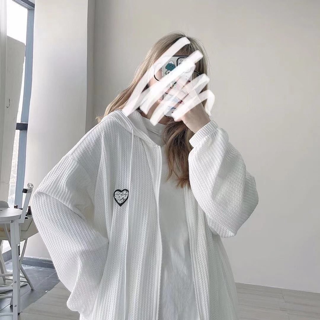 Áo khoác chống nắng lụa lạnh mỏng dáng rộng tay dài thời trang mùa hè Hàn Quốc cho nữ