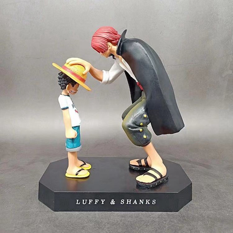 17Cm One Piece Action Figure Luffy Figure Red Hair Shanks el Decoration Anime Peripheral Scene Commemorative Edition