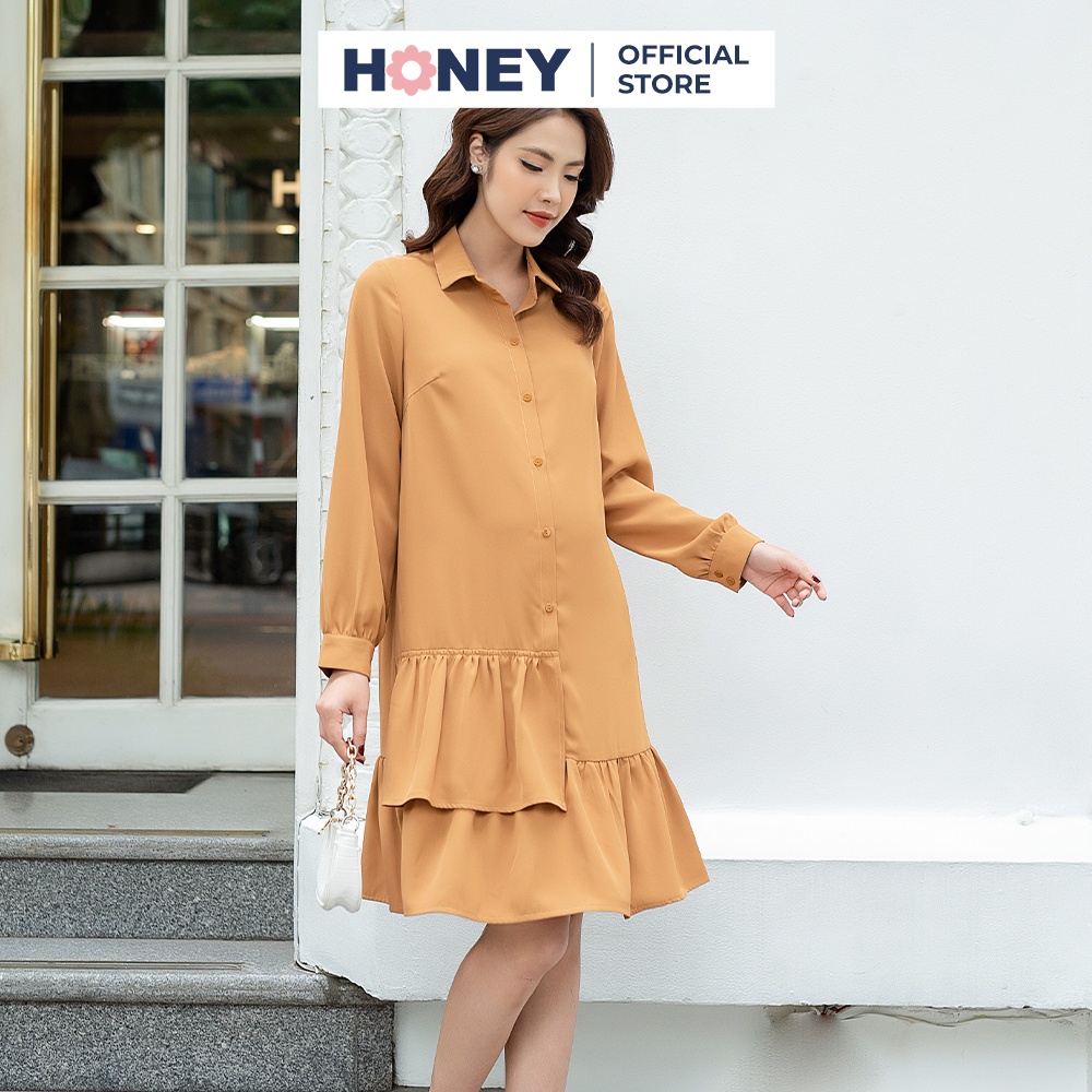 Váy bầu công sở thời trang chất liệu âu hàn cổ đức nhiều size - Thời trang đầm bầu cao cấp HONEY