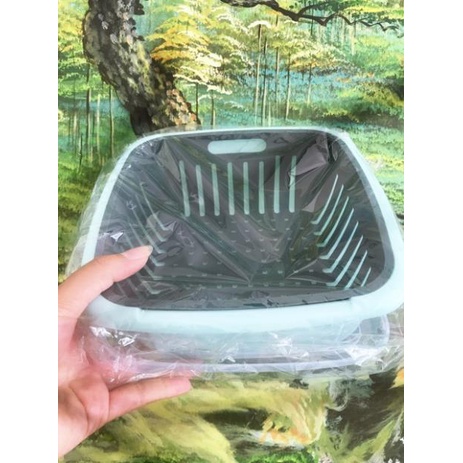 Rổ Vuông Kèm Chậu Có Nắp Đậy Tiện Lợi