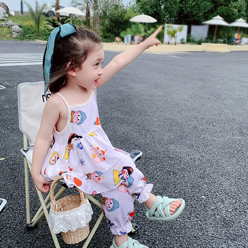 Bộ Đồ Ngủ Không Tay In Hoạt Hình Thời Trang Mùa Hè Dành Cho Bé Gái Se7en