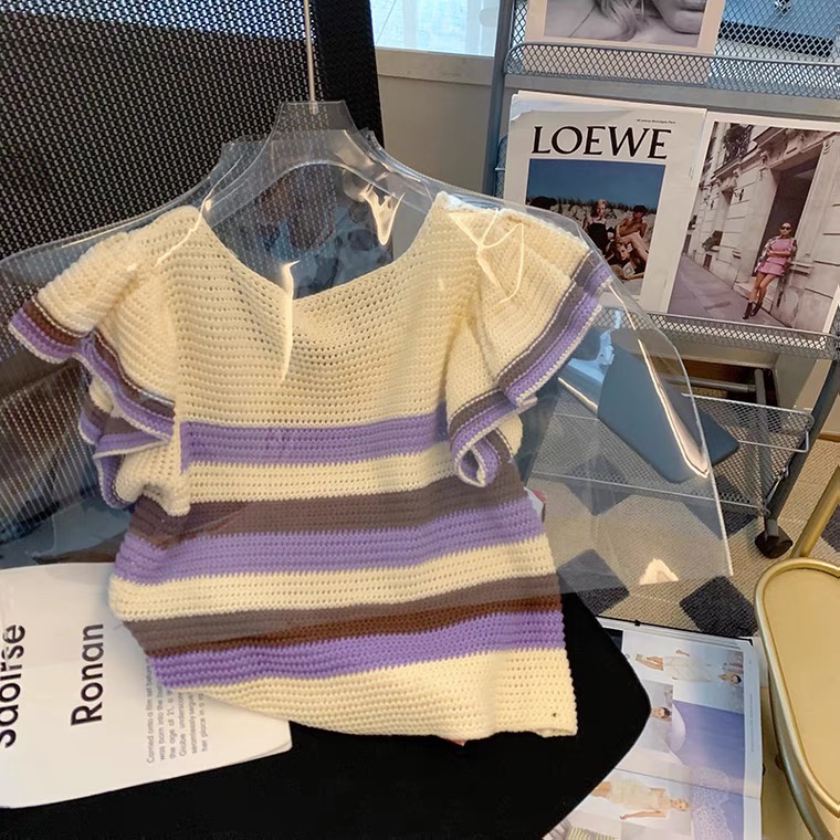 Áo cardigan NRVP dệt kim tay ngắn dáng rộng phong cách Hàn Quốc thiết kế thời trang