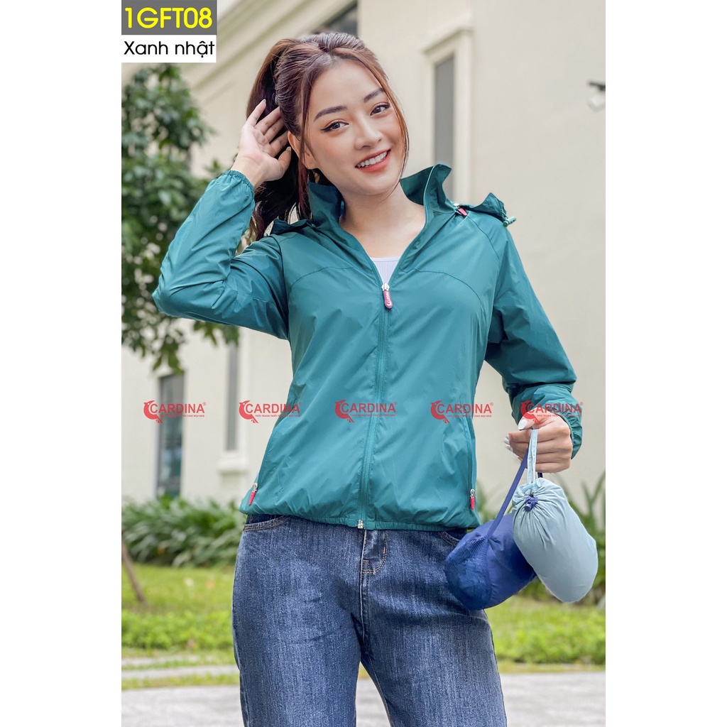 Áo Gió Nữ 𝐂𝐀𝐑𝐃𝐈𝐍𝐀 2 Lớp Chất Gió Trơn Lót Lưới Cao Cấp Cản Gió, Cản Bụi, Chống Nước 1GFT