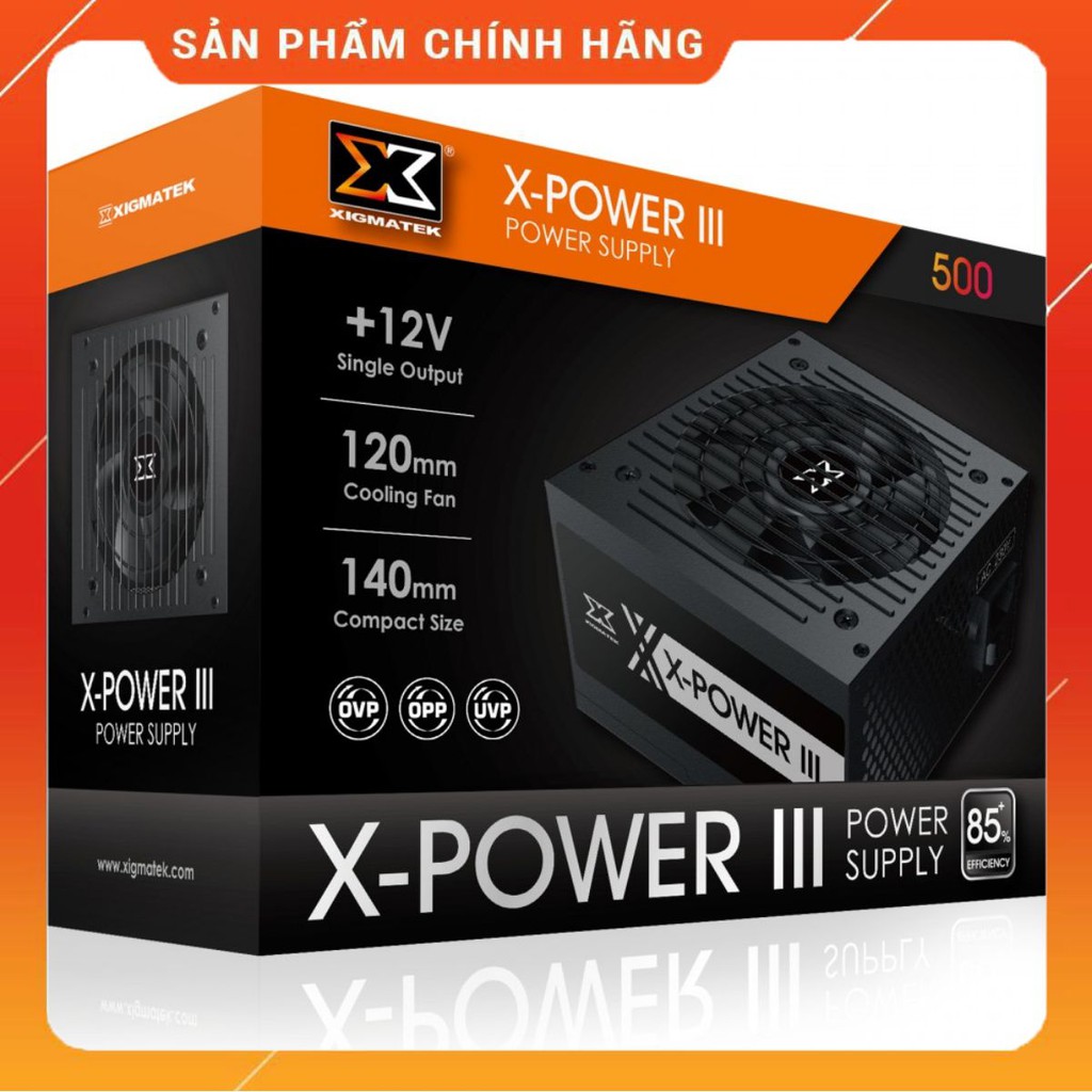 Nguồn Máy Tính Công Suất Thực XIGMATEK X-POWER III 500 - 80PLUS WHITE, Sản phẩm lý tưởng cho hệ thống GAME-NET