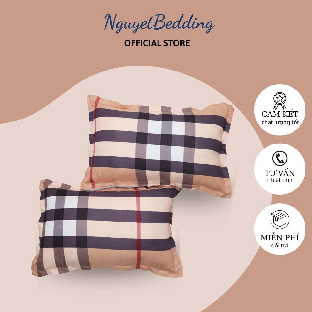 Vỏ gối nằm Kẻ BBR Cotton poly siêu mềm mịn - Áo gối Kích thước 45x65cm - NguyetBedding