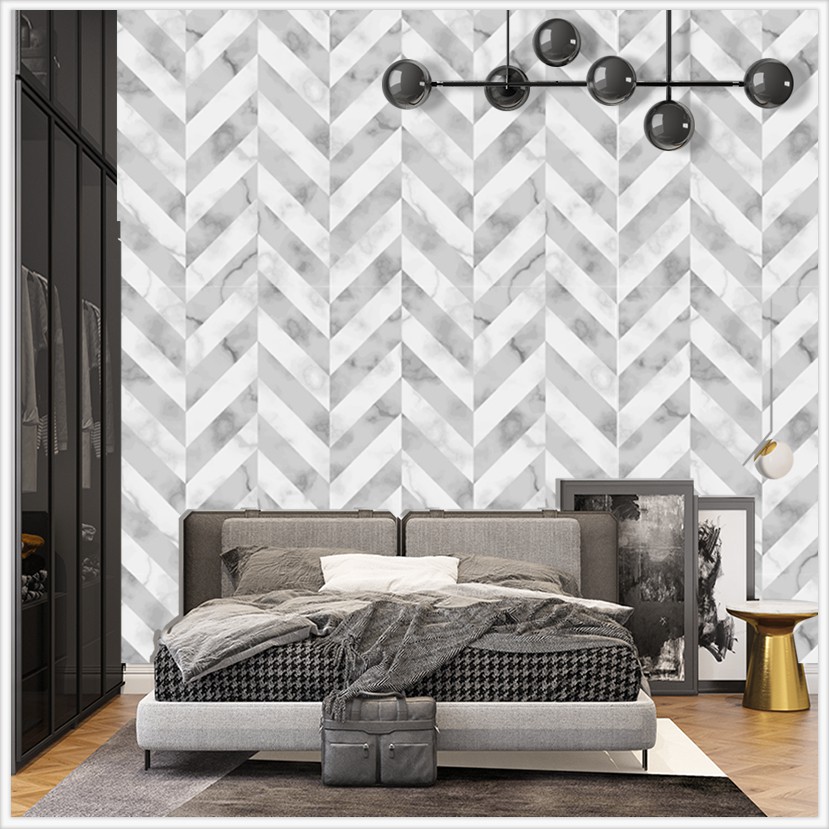Decal Dán Tường 3D Vân Trắng Xám (N1) | Giấy Dán Tường Chống Nấm Mốc Dễ Dàng Chùi Rửa Vệ Sinh