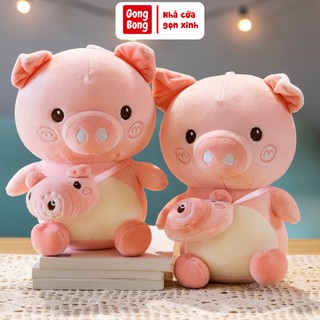 Gấu bông heo hồng đeo máy ảnh 20cm cute dễ thương, thú nhồi bông lợn xinh xắn Gong Bong Store