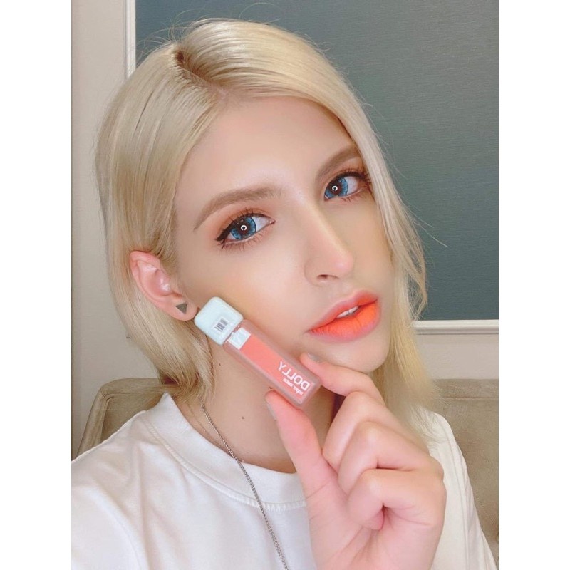 Son kem lì màu cam sáng Dolly super matte, son kem lì không chì bền màu lâu trôi