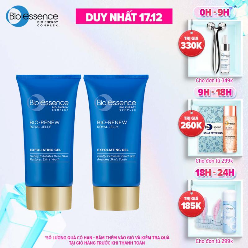 Bộ 2 Gel tẩy tế bào chết dưỡng da tươi trẻ Bio-Essence Bio-Renew tinh chất sữa ong chúa 60gr/chai