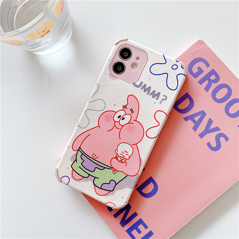 Ốp điện thoại da họa tiết hoạt hình Spongebob cho Iphone 12 11 Pro Max X Xr 7 8 6 Plus | BigBuy360 - bigbuy360.vn