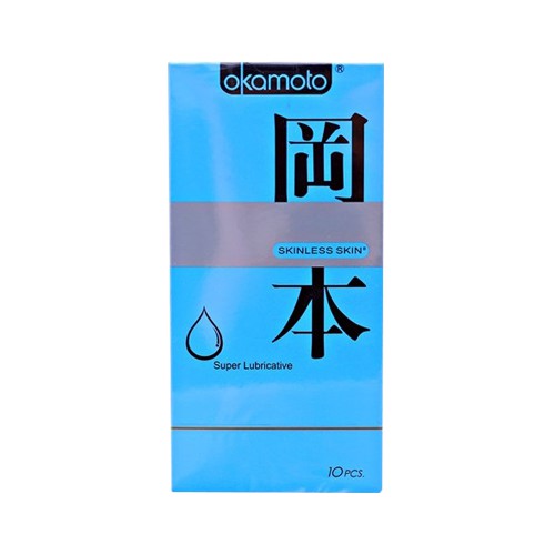 Bao Cao Su Siêu Mỏng Bôi Trơn OKAMOTO Skinless Skin Supper Lubricated, BCS Xuất Xứ Nhật Bản, Hộp 10 bao