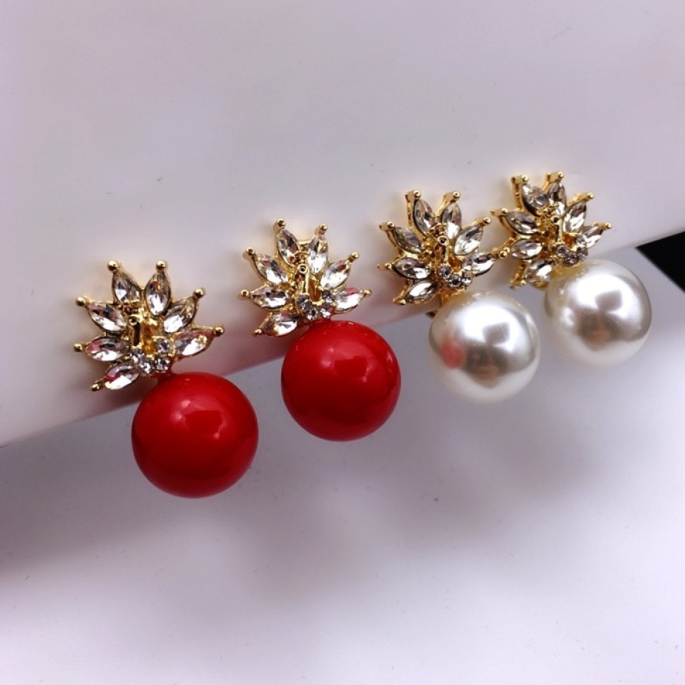 Khuyên Kẹp Vành Tai Đính Ngọc Trai Nhân Tạo Thời Trang