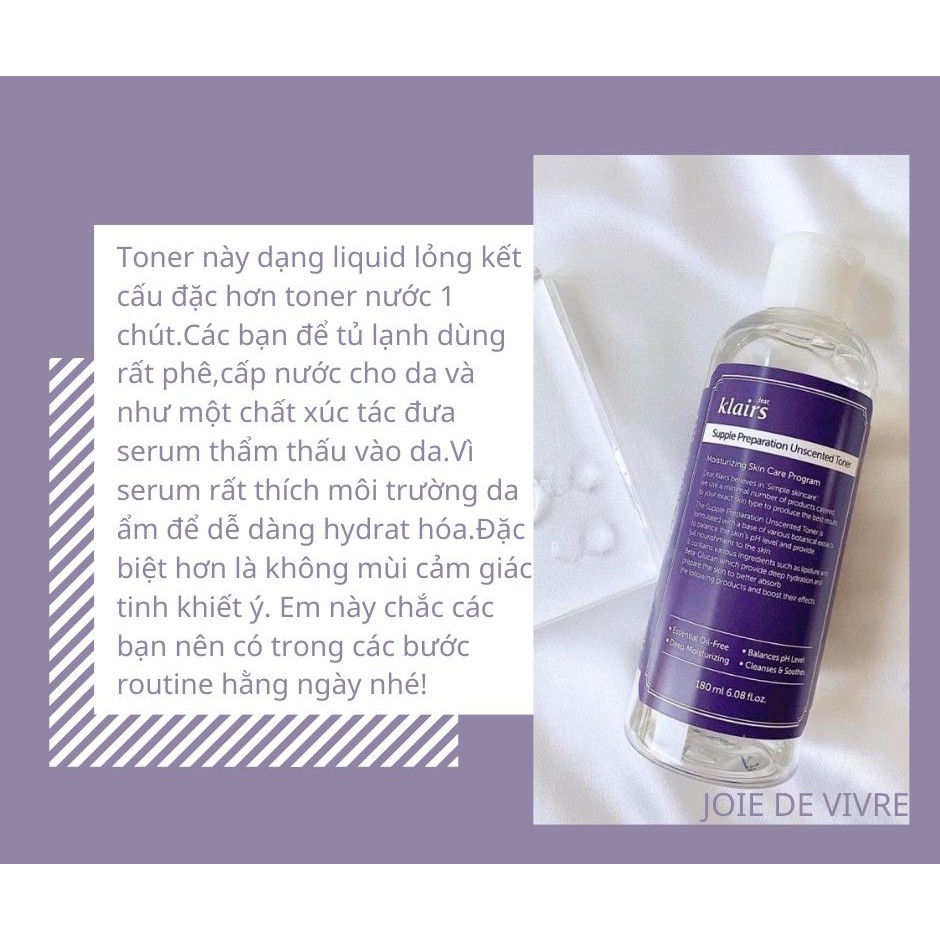 Nước Hoa Hồng Klairs Supple Preparation Toner 180ml [Mẫu Mới] | BigBuy360 - bigbuy360.vn
