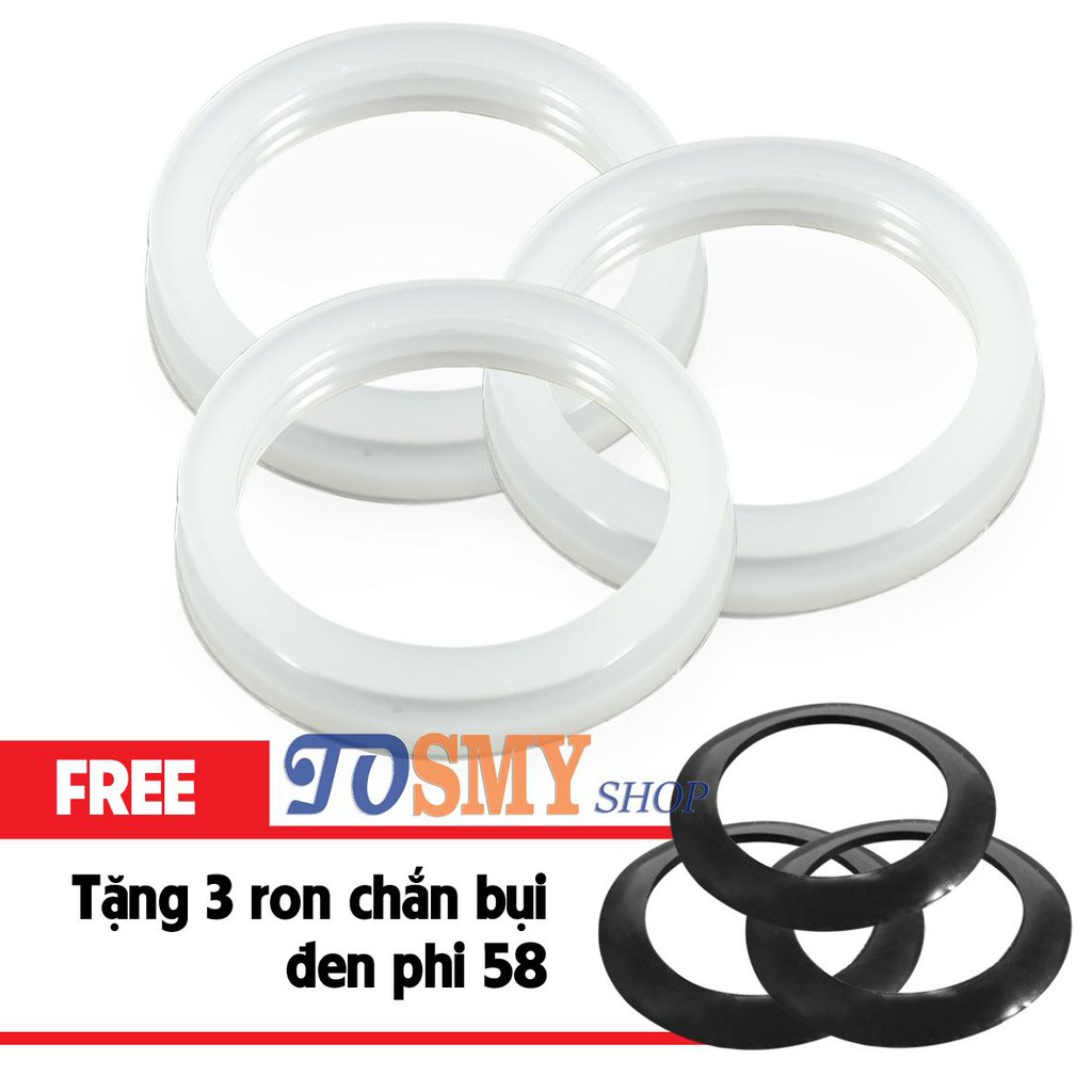 Bộ 3 Ron (gioăng) silicon ống thủy tinh phi 58  dùng cho máy nước nóng năng lượng mặt trời.