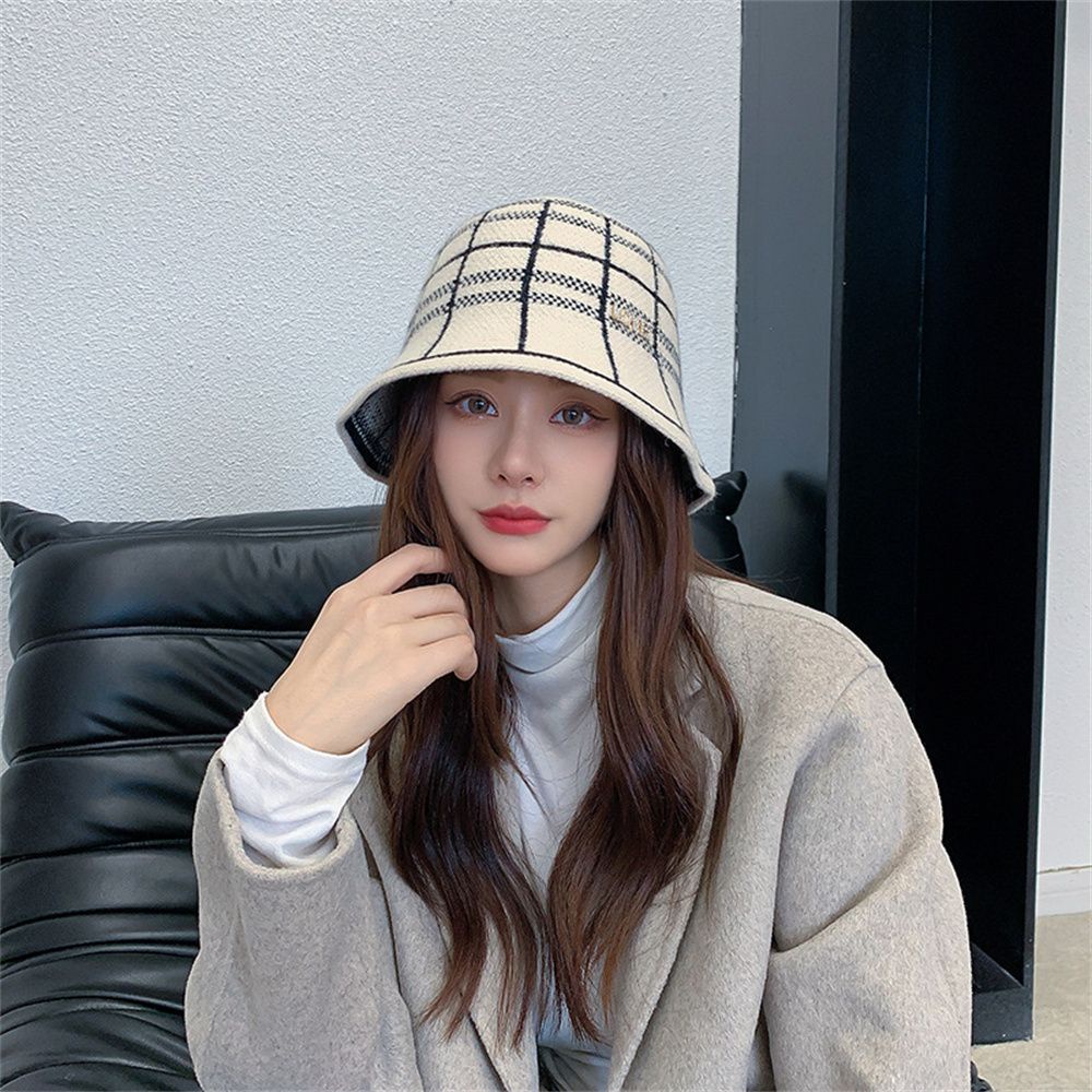 Nón bucket dệt kim giả len phong cách cổ điển đơn giản thời trang thu đông mới cho nữ