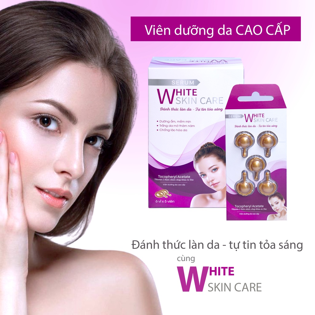Serum trắng da White Skin Care tinh chất dưỡng cấp ẩm căng mịn chống lão hoá da mặt cổ khô dầu mụn nhạy cảm mờ nám